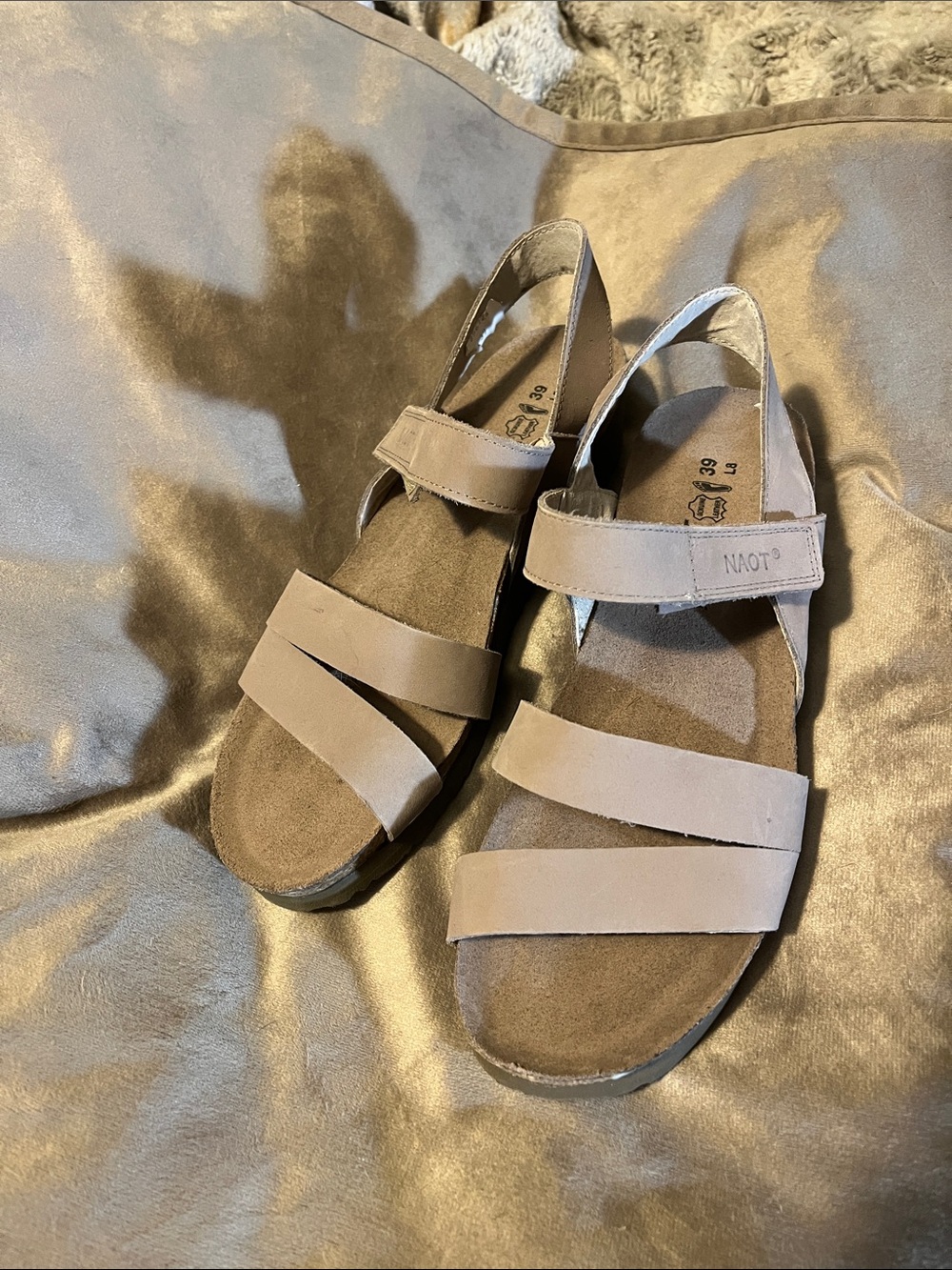 Naot Neutral Taupe Triple-Strap Comfort Sandals